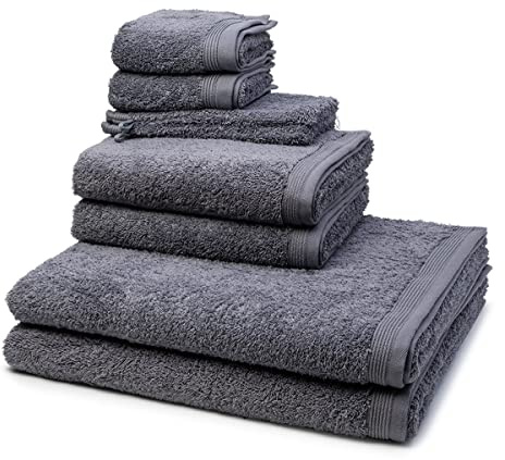 Möve - 8 teiliges Frottier-Set - Superwuschel (2 X Wasch- 2 X Gäste- 2 X Dusch- 2 X Handtuch im Set) - 520 g/m2 - Baumwolle - Walkfrottee - saugstark - weich und flauschig - Stone