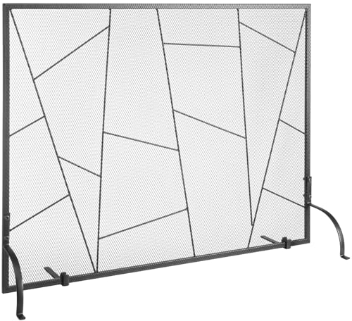 VEVOR Schermo Parascintille Nero per Caminetto 1 Pannello Schermo per Stufa da 90,6x72 cm, Parascintille per Camino Stufa di Soggiorno Decorazione d'Interni, Pannello Parascintille per Camino Stufa