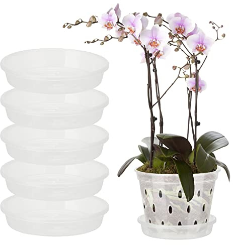 Blanketswarm 5 Pack klare Pflanzen Untertassen 6 Zoll Orchideen Blumentopf-Tablett,Schwere robuste Kunststoff Pflanzer Blumentopf Untertassen für Indoor Outdoor Garten,für Töpfe Basis