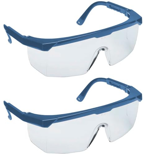 Tradineur - Pack de 2 Gafas de seguridad, protector de ojos, prevención y seguridad - Fabricado en PVC - Cómodos y ergonómicos - Color Azul - 7 x 15,5 x 5,5 cm