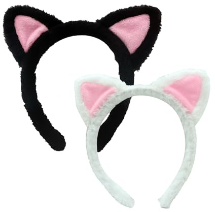 XNHIU 2 Pieces Cat Ears Headband - Children & Adult Cute Lovely Hairband Furry Cat Ears - Halloween Party & Daily Decoration for Women