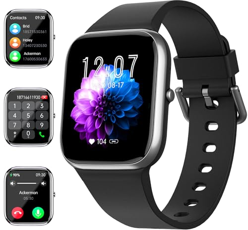 Smartwatch Uomo Donna, 1.85 Orologio Smartwatch Chiamate e Risposta, Fitness Tracker con Contapassi Cardiofrequenzimetro Sp-O2 Sonno,110 Modalità Sport, Impermeabile IP68 per Android iOS (Nero)