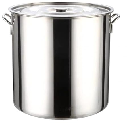Pentola con coperchio, capiente da 30 l, 45 l, 65 l, in acciaio inox resistente con coperchio con finitura a specchio, pentola versatile per pasti deliziosi (36,4 x 36,1 cm)