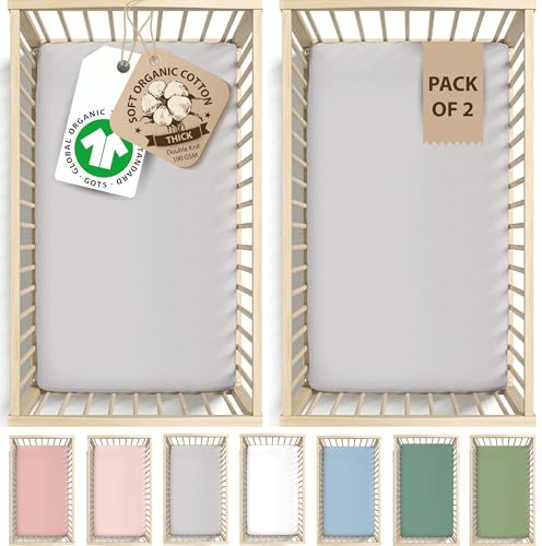 Bunnyjik 2er-Set Spannbettlaken 50x100 Beistellbett – ZERTIFIZIERTE GOTS Bio - Luftig & Kühlend – 190GSM Bio Baumwolle spannbettlaken 50x100 – Matratzenlaken 50 x 100