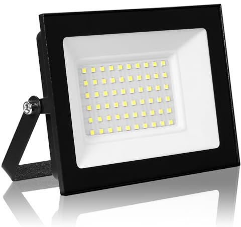 Sararoom 50W LED Flood Light Ourdoor, 5000LM Super Bright LED Security Light, 3000K Warm White Outdoor Floodlight, IP66 Waterproof Ultra Thin Wall Light for Garden, Backyard, Yard, Garage