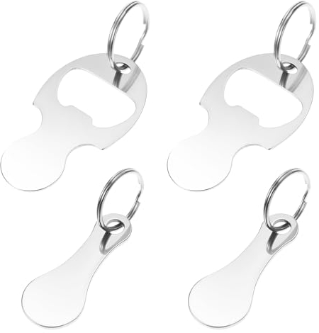 Giantree 4 Stück Einkaufswagenchip Schlüsselanhänger, Einkaufswagenlöser Metall Einkaufschip Shopping Trolley Remover Einkaufschip Werkzeug Einkaufswagen Öffner Schlüsselbund Schlüsselring