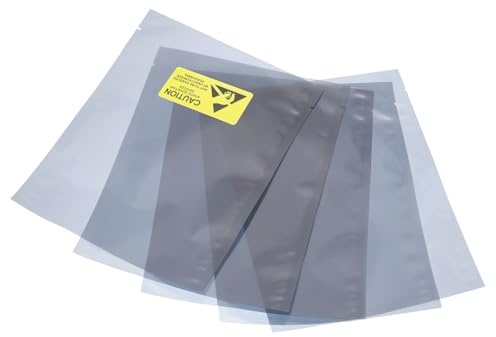 QUARKZMAN antistatiska påsar paraplypåsar 50 stycken 14 x 18 cm (5,5 x 7 tum) öppen topp med etiketter för hårddisk HDD SSD
