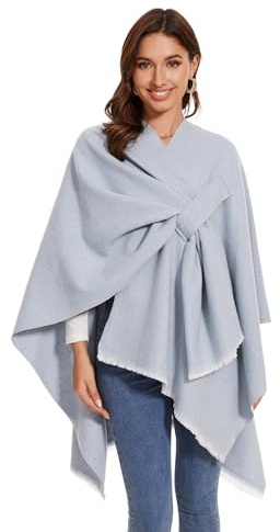 colornival Sjal för kvinnor, elegant stickad cape, öppen framsida, poncho, halsduk, filt, cardigan, kappa för vår, höst och vinter, Färg 26, one size