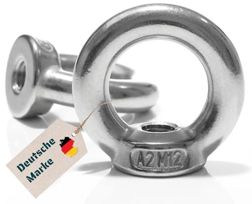 Ringmutter DIN 582 M6 M8 M10 bis M30 Ösenmutter/Ringöse aus A2 V2A Edelstahl für sichere Befestigungen und Hebeanwendungen (3, M12)