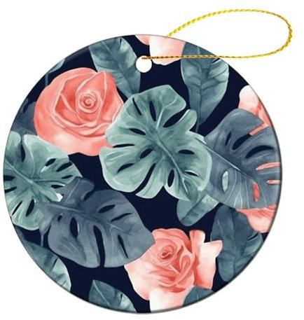 Hängende Ornamente, Aquarell-Monstera-Muster, bedruckte Dekorationen, Geburtstagsdekorationen, Halloween-Hängeornamente