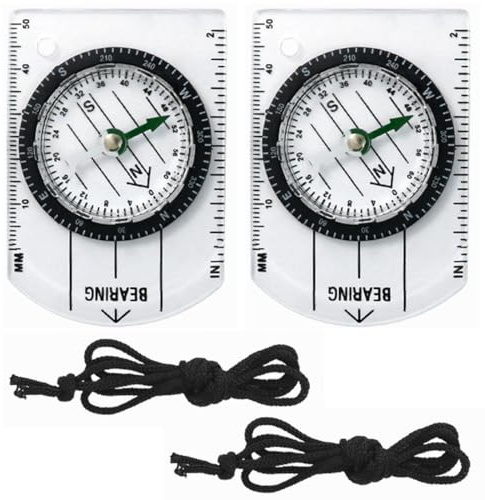 DLPRK 2 pièces Multifonction, Professionnelle avec Règle de Mesure, de Navigation et d'Orientation pour Randonnée, Expédition, Navigation et Survie, Militaire, Compas, Guide de Survie (12,5 x 6,0 cm)