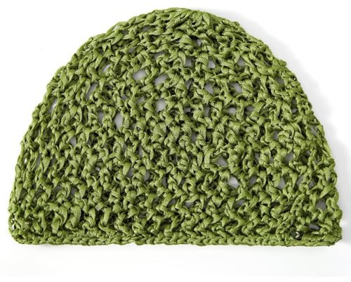 Wambere 1 Stück Damen Handgefertigte Häkelmütze Haarnetz Gehäkelte Mütze Frauen Gestrickt Beanie Mütze Mesh Netz Haarnetze Netzmütze Haarschmuck Haarschutznetz Kopfschmuck Kopfbedeckung,Armeegrün