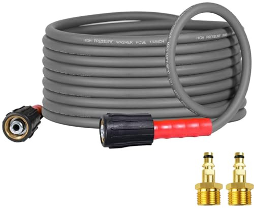 YAMATIC 25FT M22 Pressure Washer Hose, Compatible with Karcher K2 K3 K4 | 1/4 Inch, 3200 PSI / 220 Bar Kink Resistant Replacement Hose with 2 Adapters