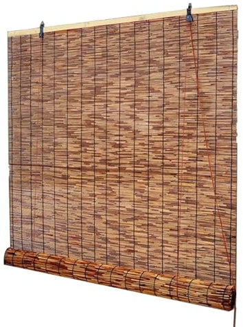 Bambusrollo Schilf Vorhang 50 65 80 100 120 140 160 cm Bambus Raffrollo Sichtschutz Sonnenschutzrollos für Terrasse Garten Küche Veranda Pool(110 cm x 200 cm)