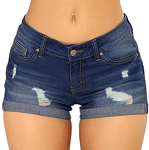 Jeans Corti Donna Push Up Elasticizzati Jeans Corti Strappati Vita Alta Curvy Pantaloncini In Denim E Secxy Estivi Eleganti Pantaloni Corti Aderenti Casual Hotpants Taglie Forti Vita Bassa Bermuda Y2k