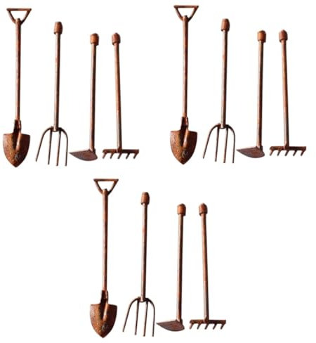 Toddmomy 12pezzi Miniature Garden Tools Vintage Metal Decorations for Fairy Gardens and Micro Landscapes for Small Spaces
