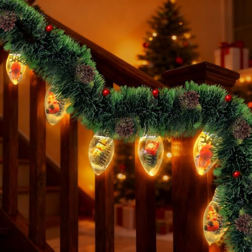 SPERMUOY Catena di luci a sfera di neve, a LED, 2,5 m, per interni con 12 lampadine LED, decorazione natalizia per casa, camera, caminetto