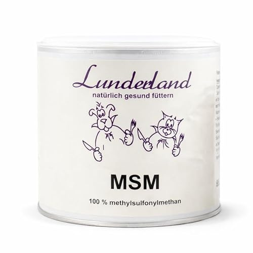 Lunderland MSM Pulver | 400 g | Einzelfuttermittel für Hunde & Katzen | 100% Methylsulphonylmethan