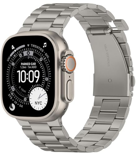 Suphart Kein Werkzeug Erforderliches Band Kompatibel mit Apple Watch Armband 49mm 46mm 45mm 44mm 42mm, Metall Ersatzband für iWatch Ultra 3/2/1 Serie 11 10 9 8 7 6 5-1 SE (Titan)