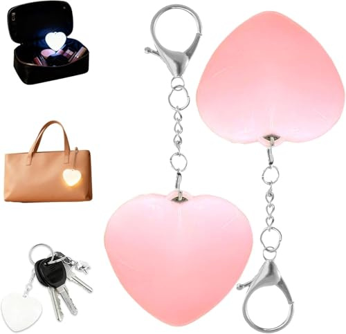 Starnearby Lampe de Sac à Main Tactile, Lampe de Poche Rechargeable, Lampe Torche, Porte-clés Lumineux Pendentif LED, Cadeau pour Maman, Femmes et Filles (2pcs Cœur rose)