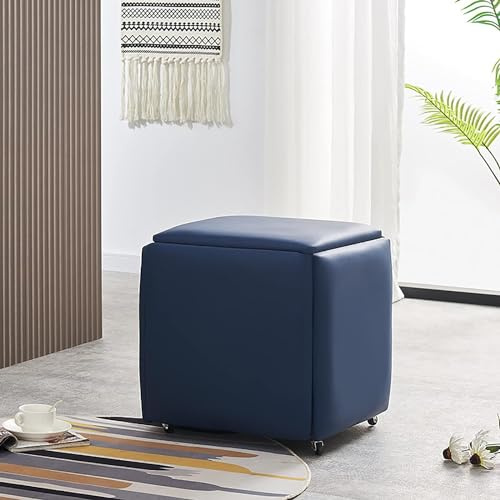 Set 5 in 1 impilabile cubo sedia e sgabello con ruote; panca quadrata multifunzionale (45 x 45 x 45 cm) – perfetta per soggiorni e aree da pranzo.