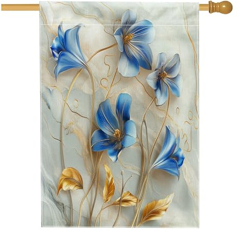 Drapeaux de maison jacinthe des bois de printemps 71,1 x 101,6 cm double face, fleurs en relief de luxe, feuilles avant cour, arrière-cour, drapeaux verticaux, drapeaux de maison, drapeaux floraux en
