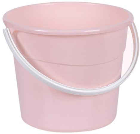EXAOMBLE Cubo de Plástico Resistente de 12.2l con Asa Ancha, Cubeta Utilitaria para Lavar Coches y Almacenar Agua, Color Rosa, Antideslizante y Versátil para Limpieza Doméstica
