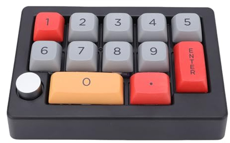 Jectse Teclado Numérico Mecánico, Teclado Macro Programable con Retroiluminación RGB con Cable USB de 12 Teclas con Control de Perilla de Joystick, para Juegos y Trabajo en Computadora (Black)