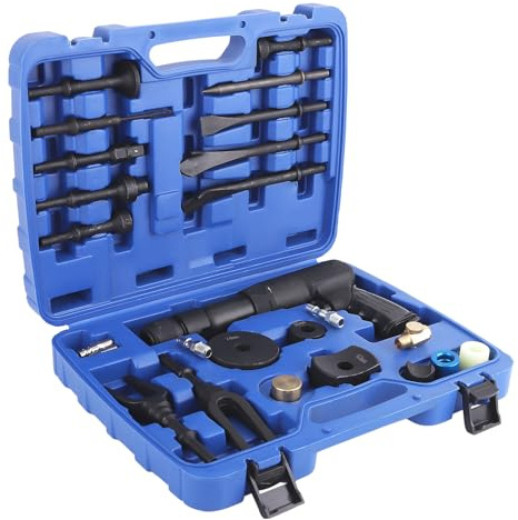 maXpeedingrods Lot de 19 burins pneumatiques multifonctionnels, marteau pneumatique 2100 BPM, course de 10 cm