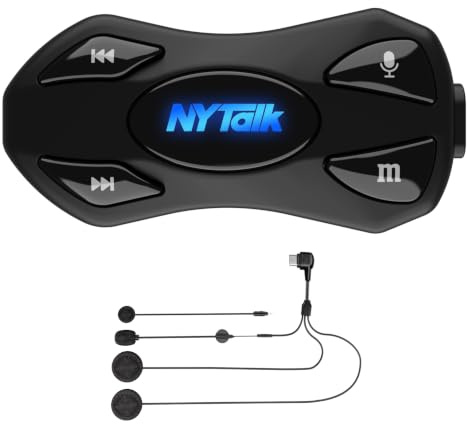 NYTALK N2 Intercom Moto Bluetooth, 2 Motards 1000m Système de Communication | Kit Main Libre Moto Bluetooth 5.4, Multitâche Audio, Réduction de Bruit DSP/CVC, Partage de Musique, Batterie 1000mAh, IP67