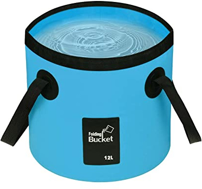 Handy Folding Bucket 12L, Portable Collapsible Bucket for Plumbing Camping Traveling Hiking Fishing Boating and Gardening (Blue, 12L)