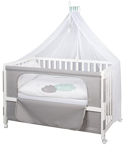 Roba Beistellsäng, Roombed, babysäng 60 x 120 cm 'Happy Cloud', sängsäng till förälder-säng med komplett utrustning