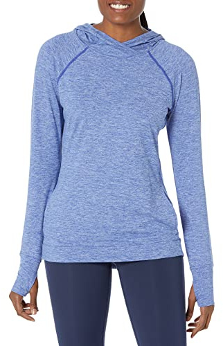 Amazon Essentials Women's Tech stretchig borstad popover-hoodie (finns i plusstorlek), Blå Rymdfärg, XL