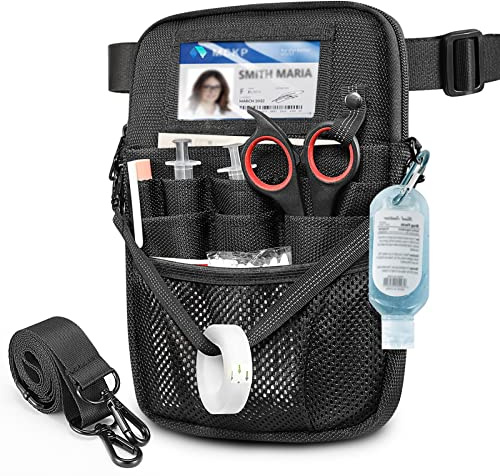 SITHON Marsupio da Infermiera con Supporto per Nastro, Multifunzionale Organizer Cintura Borsa per Infermieri, Multicompartimenti Tasche per Stetoscopi, Forbici, Bende, Accessori Medici, (Nero)