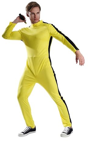 P'tit Clown - 88025 - Déguisement Kung-fu - Costume pour Adulte - Parfait pour Carnaval, Fêtes Costumées et Évènements à Thème - Complet et Facile à Enfiler - Polyester - Jaune - Taille S/M
