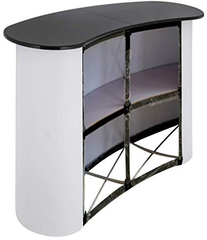 Fetcoi Trade Show Pop Up Table - Office Reception Desk,Welcome reception Unit,Curved Corner Retail Counter Cabinet,Showcase Display Till Cash Desk,Exhibition Counter Stand,Display Table（130x40x90CM）
