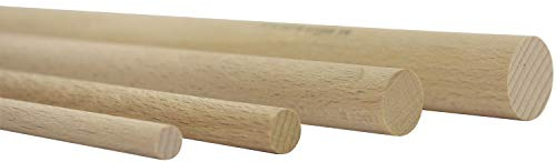 vasalat Holzstäbe glatt zum Basteln 100cm x 8mm Buche Natur Inhalt 12 Stück