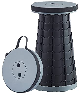 Ailovone Tragbarer Klapphocker Faltbar Campinghocker Teleskophocker leicht und dennoch stabil höhenverstellbarer Zusammenklappbarer Hocker für Camping Wandern Angeln BBQ und Drinnen (grau)