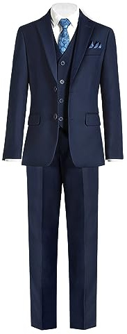 Marvelous Kids Boys Formal Suit Set 5 Pieces Ring Bearer Outfit Dark Blue Suits Size 14
