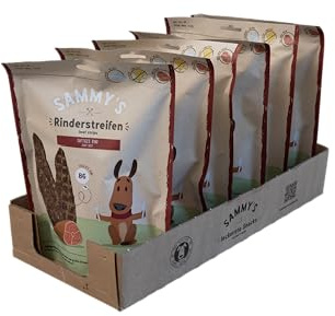 Sammy´s Rinderstreifen | Rindfleisch | Fleischiger Snack für Hunde | Getreidefrei| Single Animal Protein | ohne Zucker ohne Geschmacksverstärker 6 x 190g