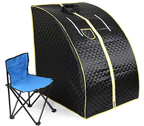 Ångbastu bastu hopfällbar bärbar hytt hem infraröd bastu spa tält bastu med temperaturregulator bastuskydd, 98 x 80 x 70 cm