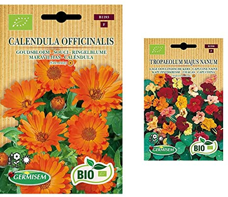 Germisem Biologico Calendula Officinalis Semi di Calendula 2 g & Biologico Tropaeolum Majus Nanum Semi di Nasturzio 3 g
