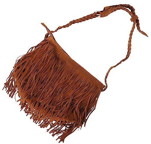 GALPADA 1stk Quaste Handtasche Sommertaschen Damen Tasche Mit Quasten Braune Fransen Tasche Große Tragetasche Mit Fransen Clutch-geldbörse Hobo Hippie-umhängetasche Eine Schulter Frau Rand