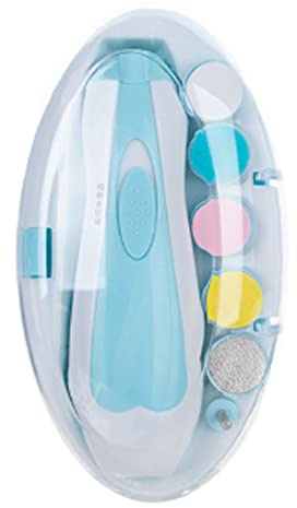 6 in 1 Lima per Tagliaunghie Elettronica per Bambini Set di Tagliaunghie per Testine di Smerigliatura Sicure per Manicure Neonata (Blu
