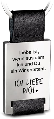 FABACH Schlüsselanhänger Mit Gravur Aus Leder - Ich Liebe Dich Für Partner - Freundin Geschenk Freund - Wenn Aus Dem Du Und Ich Ein Wir Entsteht