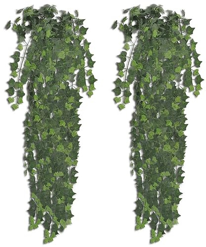 Homgoday Lierre artificiel vert 2 buissons 90 cm, meubles pour maison intérieure extérieure, salon chambre à coucher