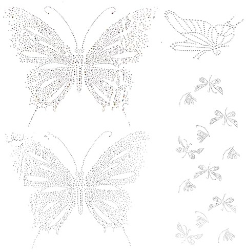 DELORIGIN 4 Stile Strasssteine zum Aufbügeln Schmetterling Strass Bügelbild Flügel Hotfix Transfer Aufkleber Bling DIY Reparatur Dekoration Für Halloween Kleidung Schuhe Hüte Taschen