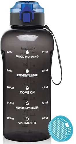 WEMEET 750ml Sport Trinkflasche, Auslaufsicher Wasserflasche mit Fruchtfilter und Zeitmarkierung, BPA-Frei, Wiederverwendbare Sportflasche für Camping, Fahrrad, Wandern, Outdoor (Schwarz)