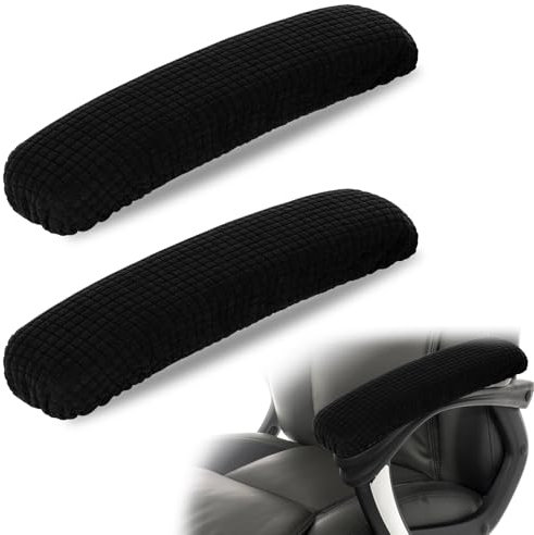 2 fundas para reposabrazos para silla de oficina, elásticas, de poliéster, fundas protectoras para reposabrazos, cojines suaves para el hogar, la oficina, color negro