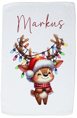 GRAZDesign Personalisiertes Geschirrtuch zu Weihnachten mit Namen originelle 60x40cm